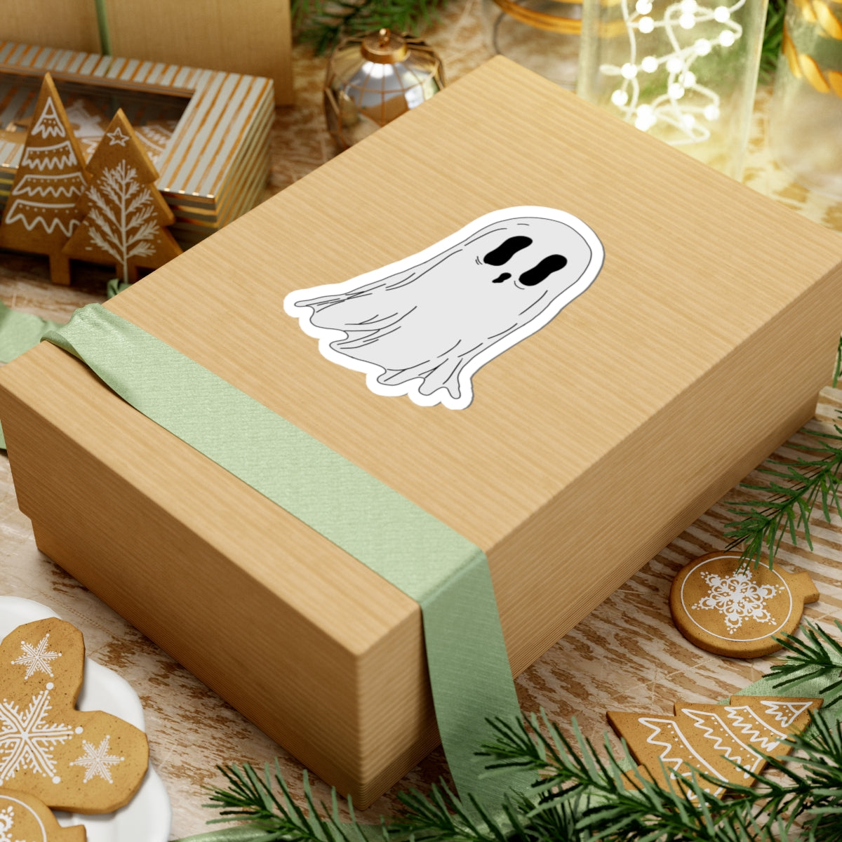 Cute Ghost Sticker — Halloween Kiss-Cut Vinyl Decal