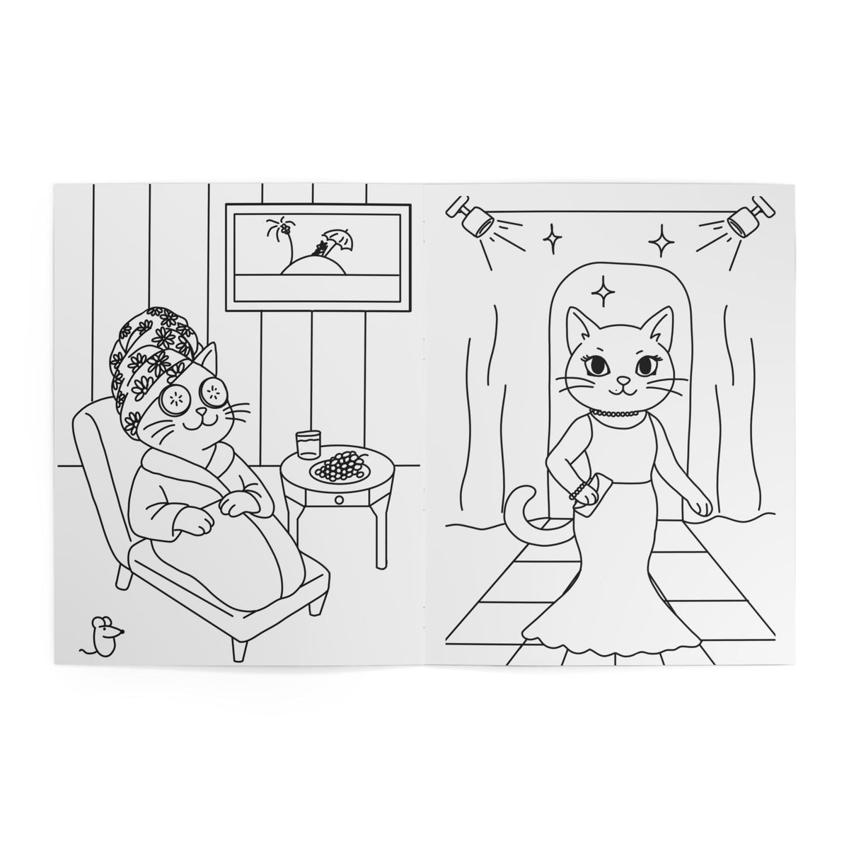 Cat Coloring Book — "Life Of A Cat" Cute Adult & Kids Illustration Activity Book