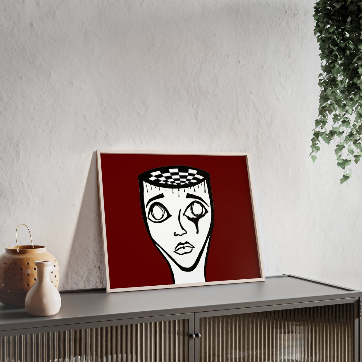 Framed Surreal Portrait Poster — Checkered Mind Art Print