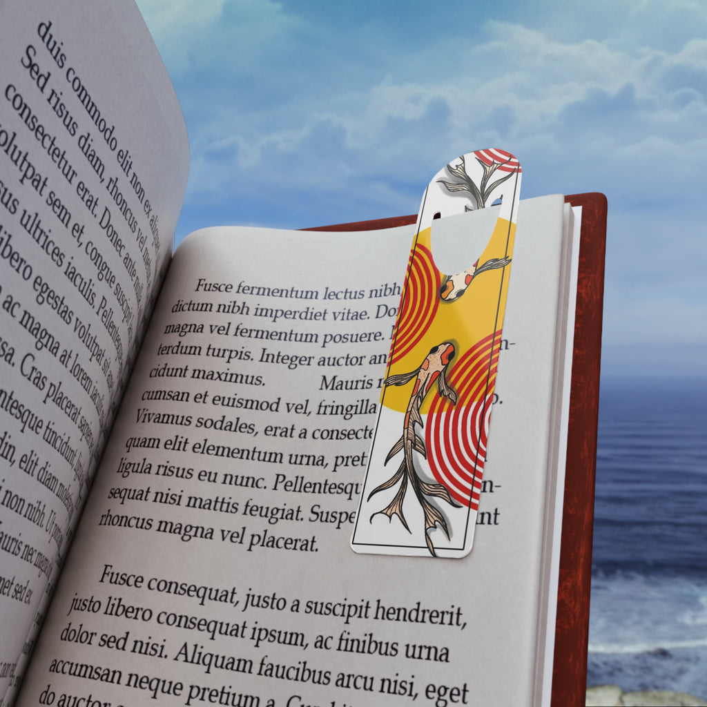 Koi Fish Sunburst Metal Bookmark — Japanese-Inspired Reading Marker