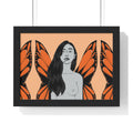 Butterfly Woman Framed Poster — Surreal Orange Monarch Wall Art