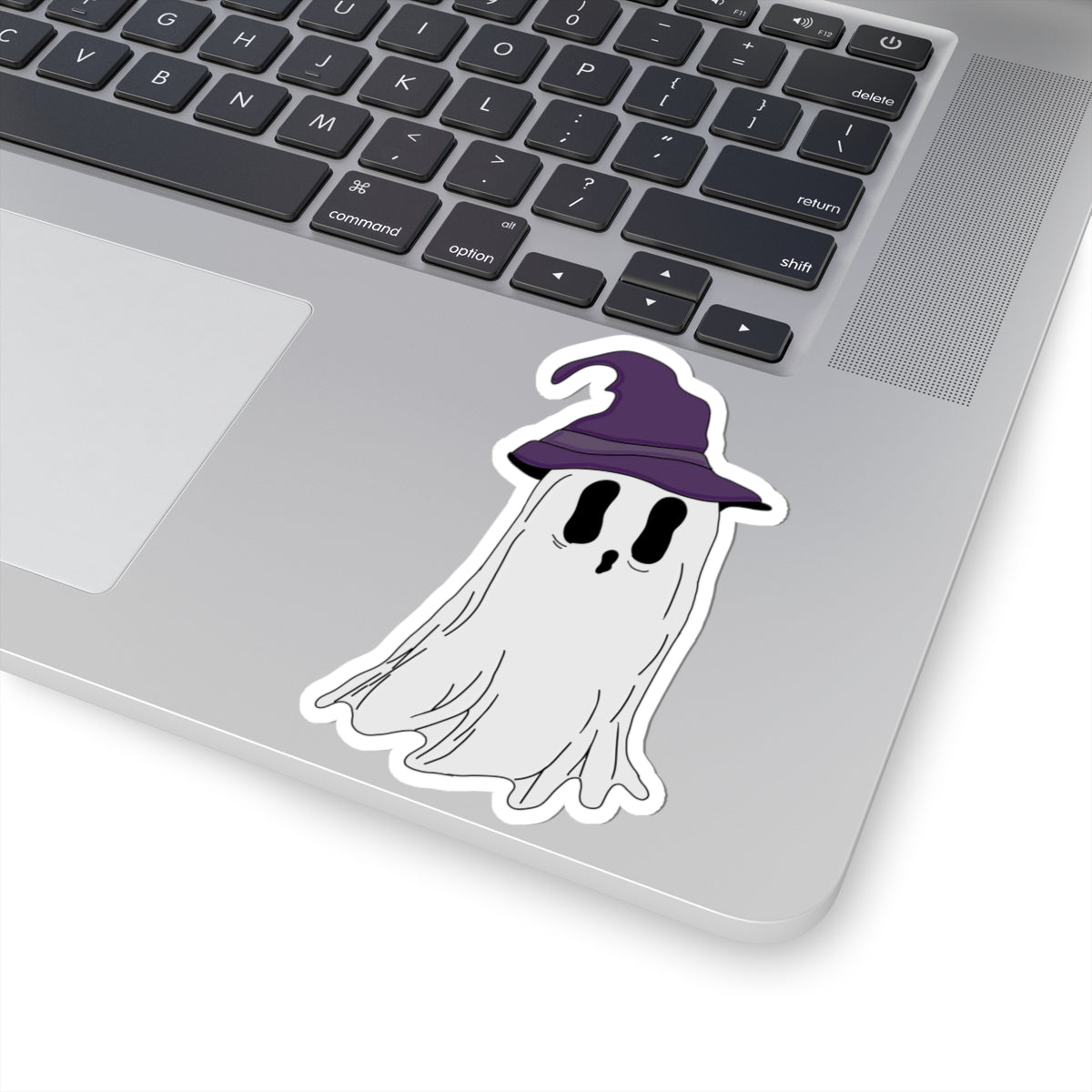 Cute Ghost Sticker — Witch Hat Halloween Kiss-Cut Decal for Laptops & Notebooks