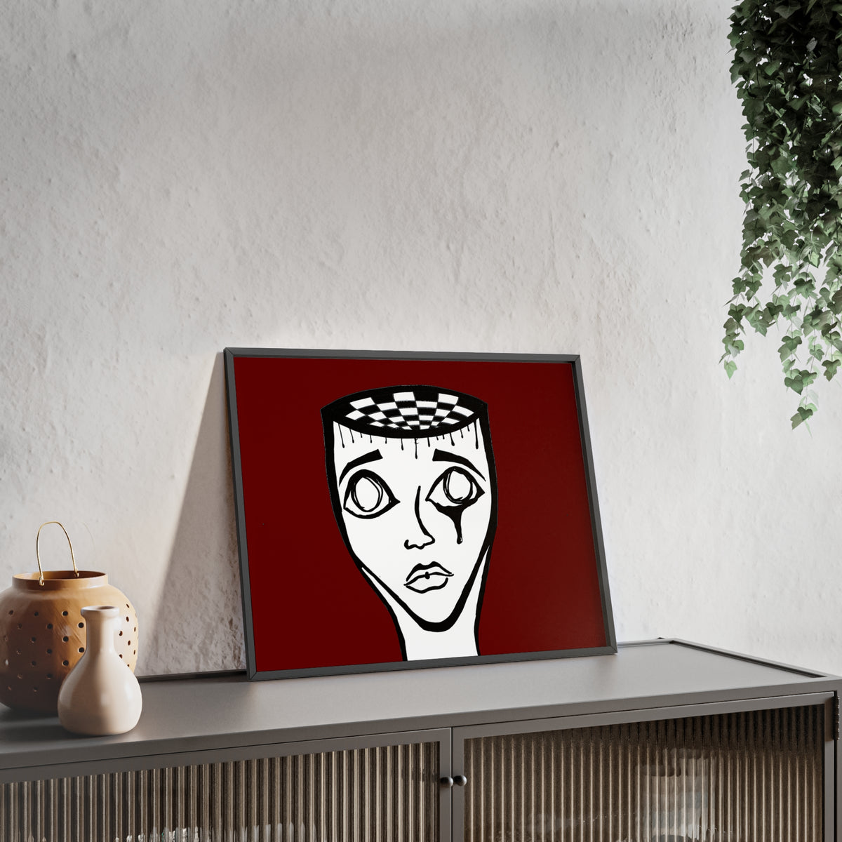 Framed Surreal Portrait Poster — Checkered Mind Art Print