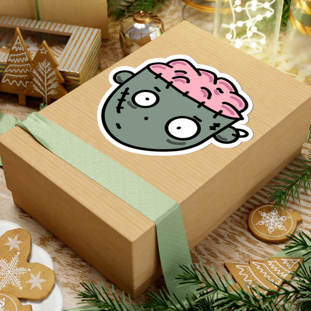 Zombie Brain Sticker — Cute Halloween Kiss-Cut Decal for Laptops & Skateboards