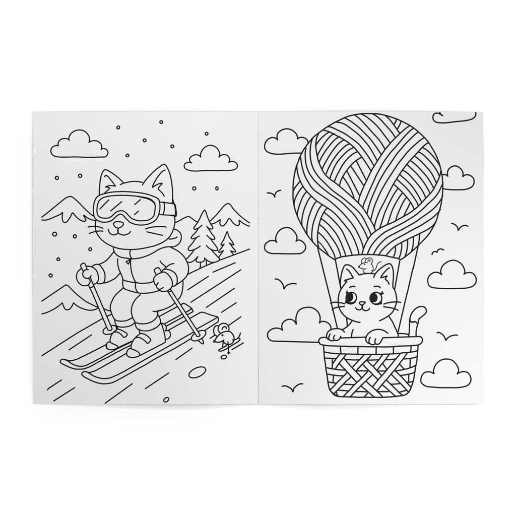 Cat Coloring Book — "Life Of A Cat" Cute Adult & Kids Illustration Activity Book
