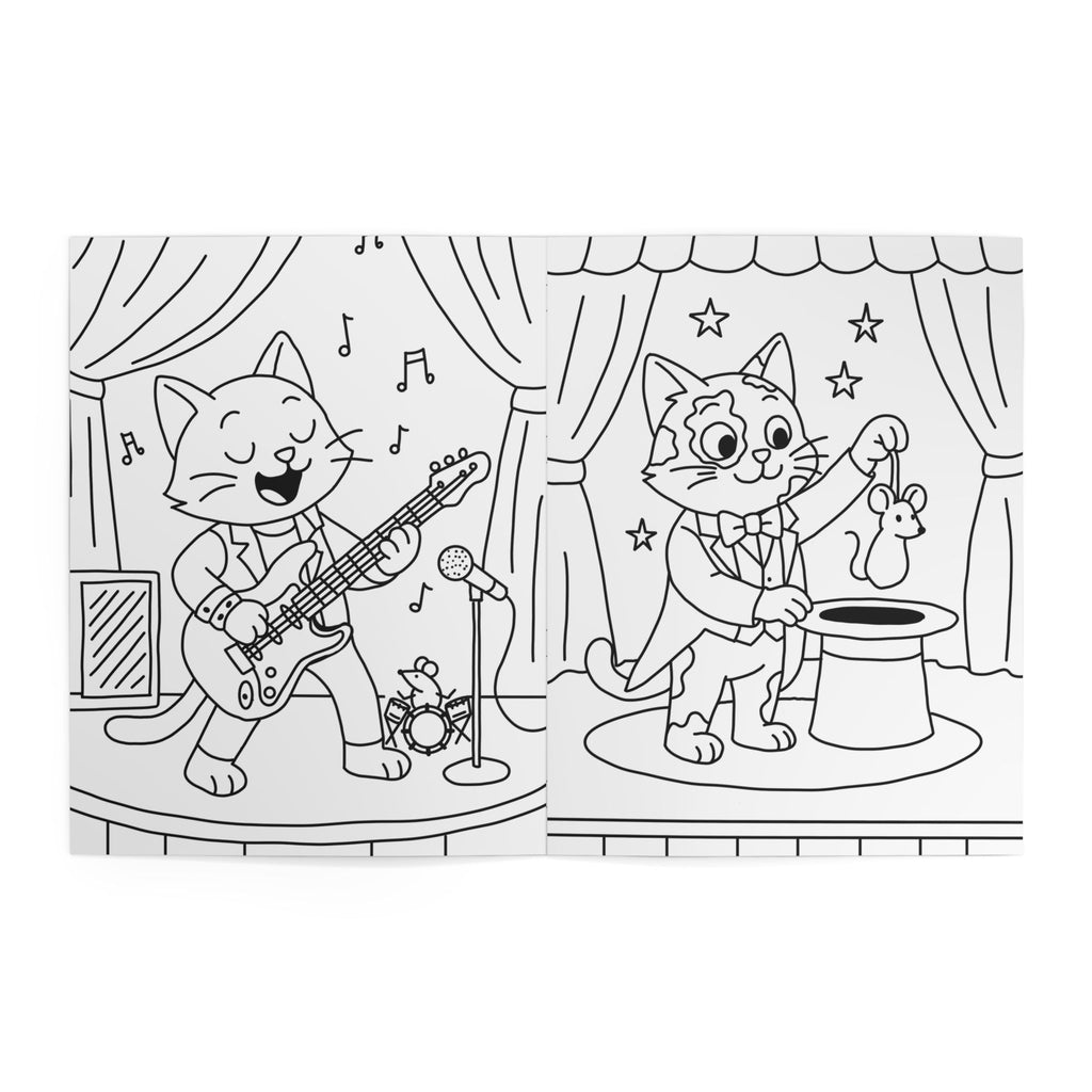 Cat Coloring Book — "Life Of A Cat" Cute Adult & Kids Illustration Activity Book