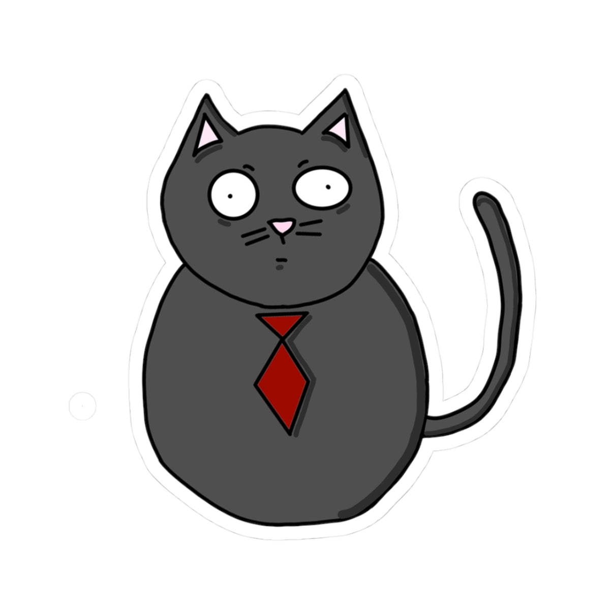 Fat Cat With Red Tie Sticker