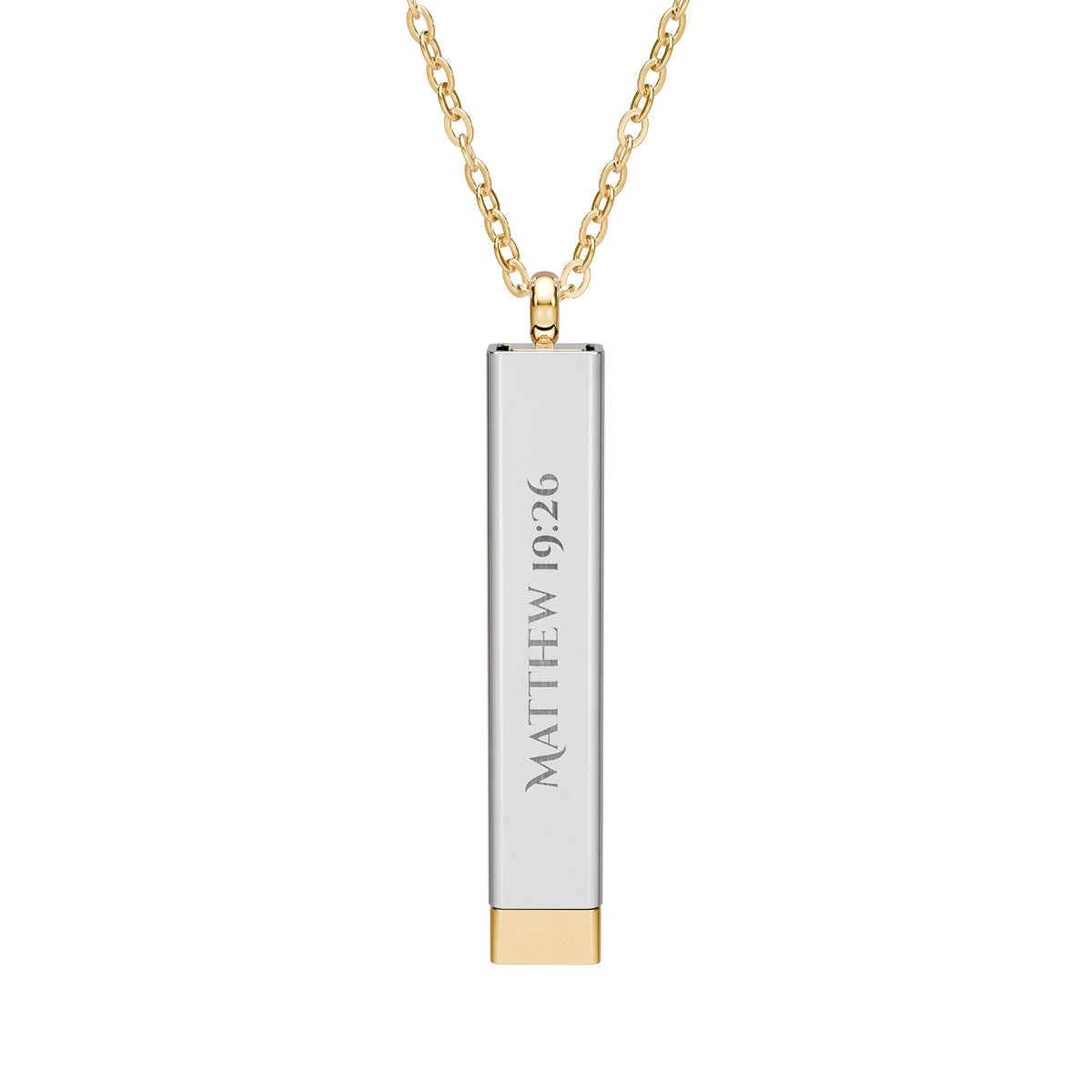 Matthew 19:26 Hidden Message Necklace — Engraved Jewelry