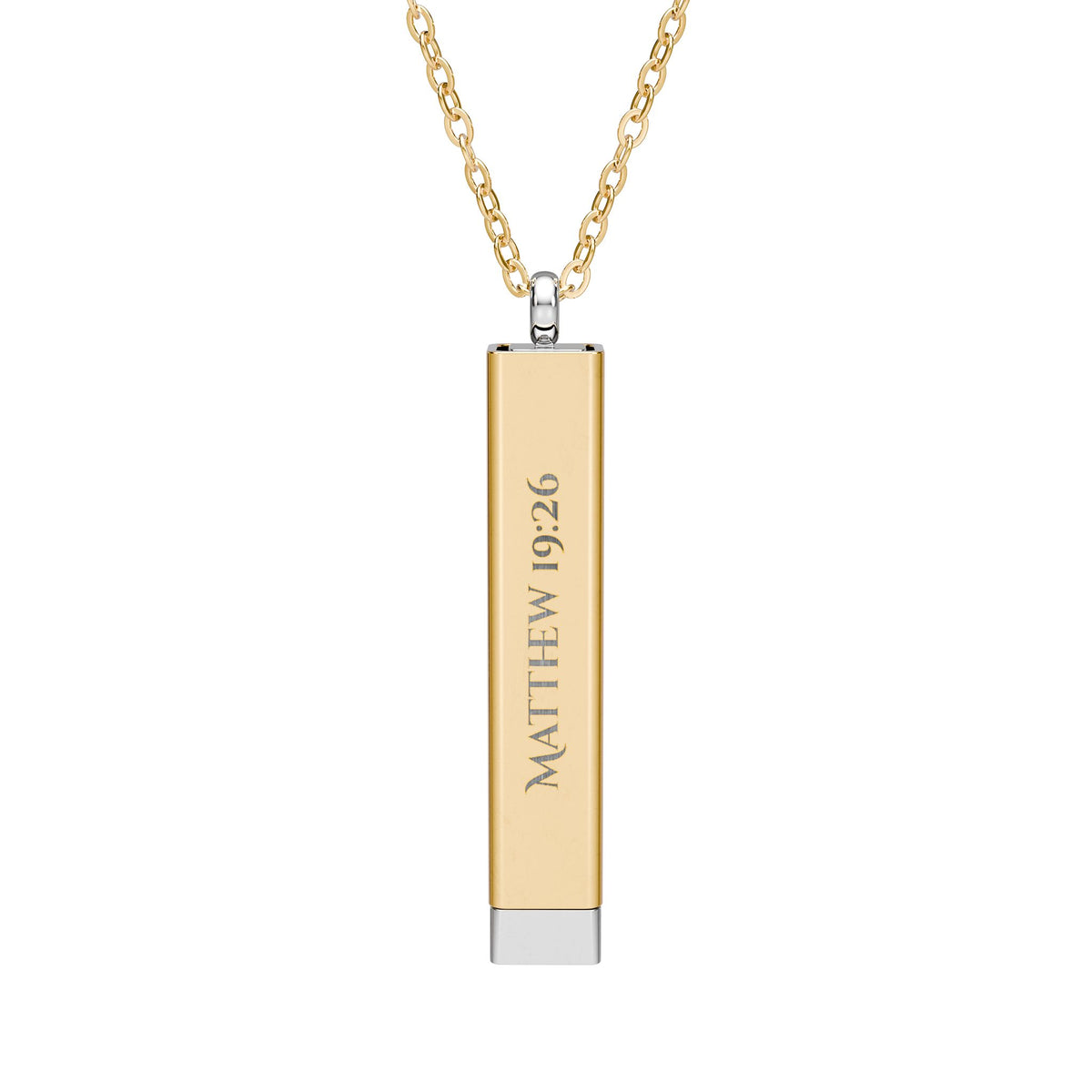 Matthew 19:26 Hidden Message Necklace — Engraved Jewelry