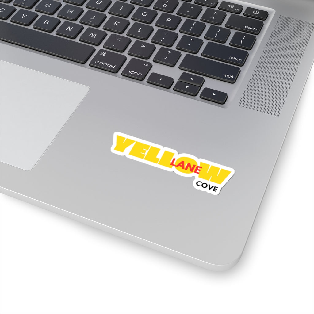 Yellow Lane Cove Sticker — Bold Yellow Logo Kiss-Cut Decal