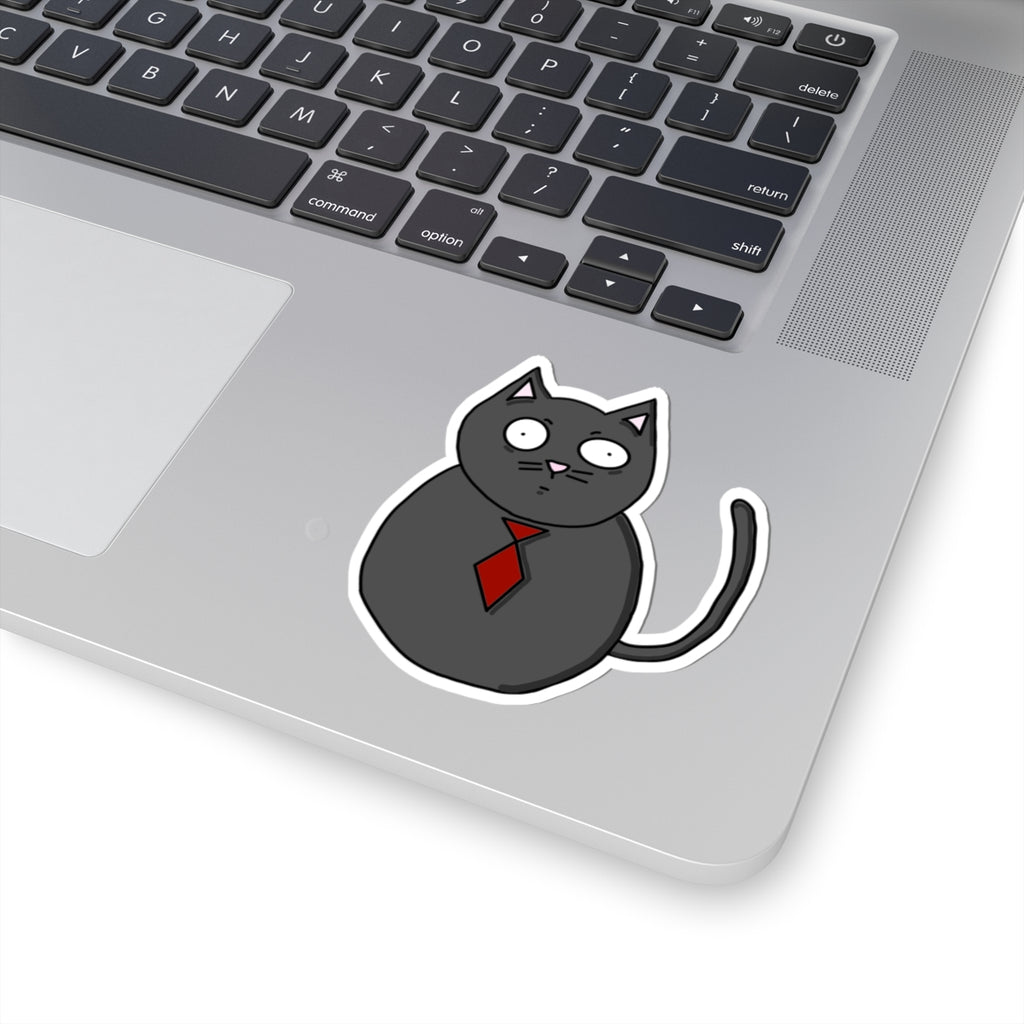 Fat Cat With Red Tie Sticker