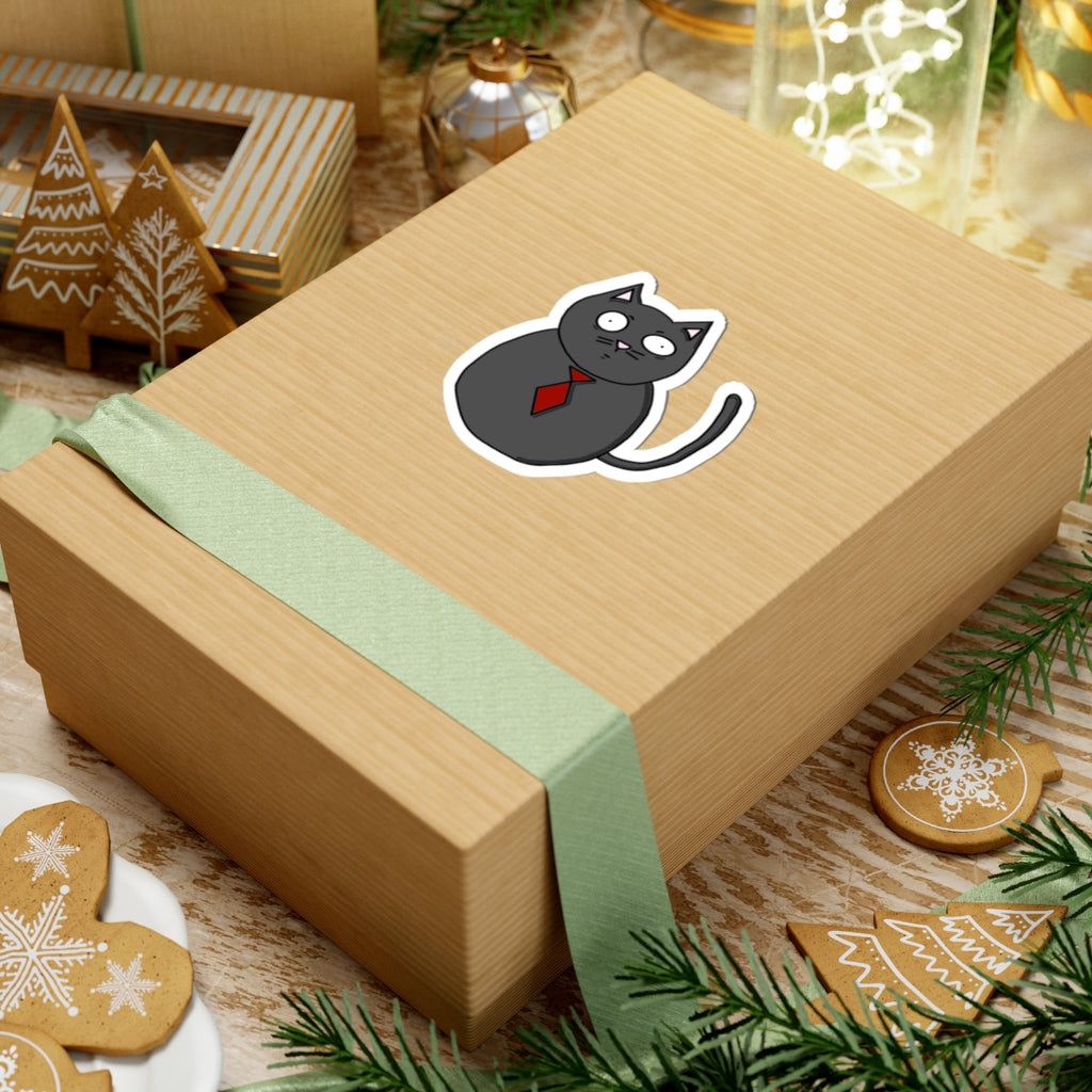 Fat Cat With Red Tie Sticker