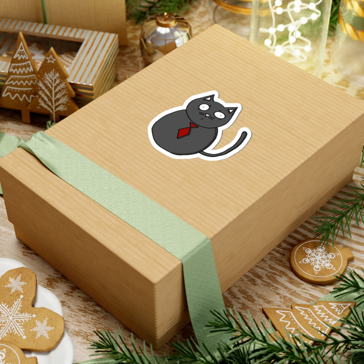 Fat Cat With Red Tie Sticker