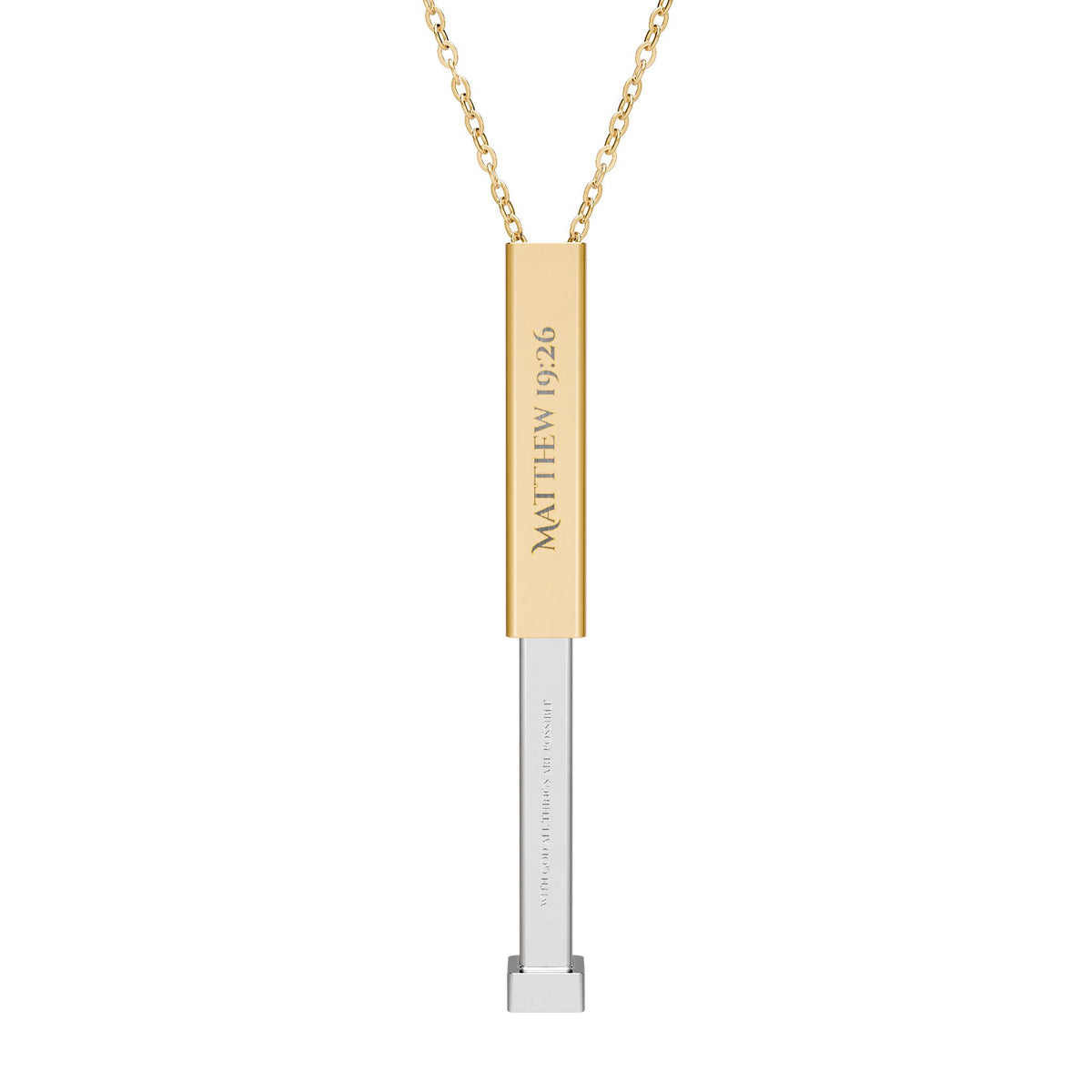 Matthew 19:26 Hidden Message Necklace — Engraved Jewelry