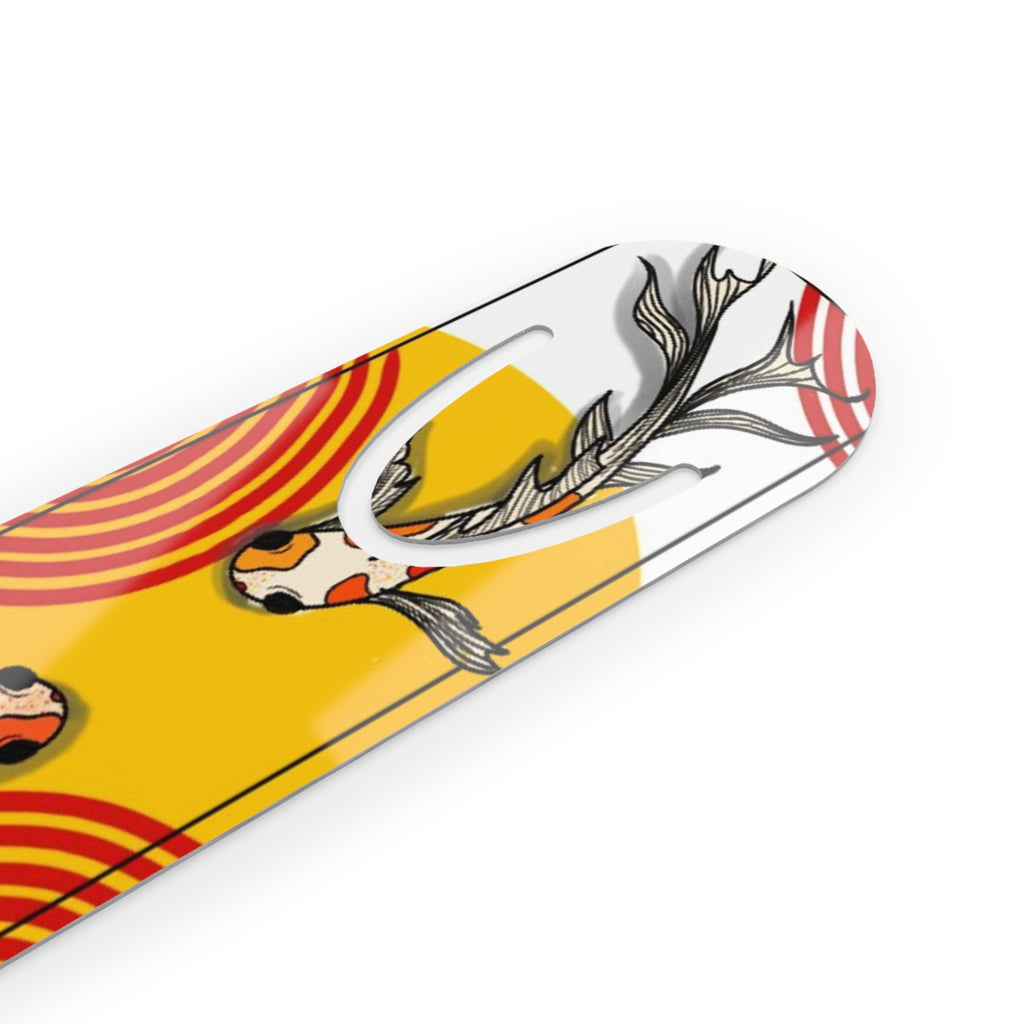 Koi Fish Sunburst Metal Bookmark — Japanese-Inspired Reading Marker