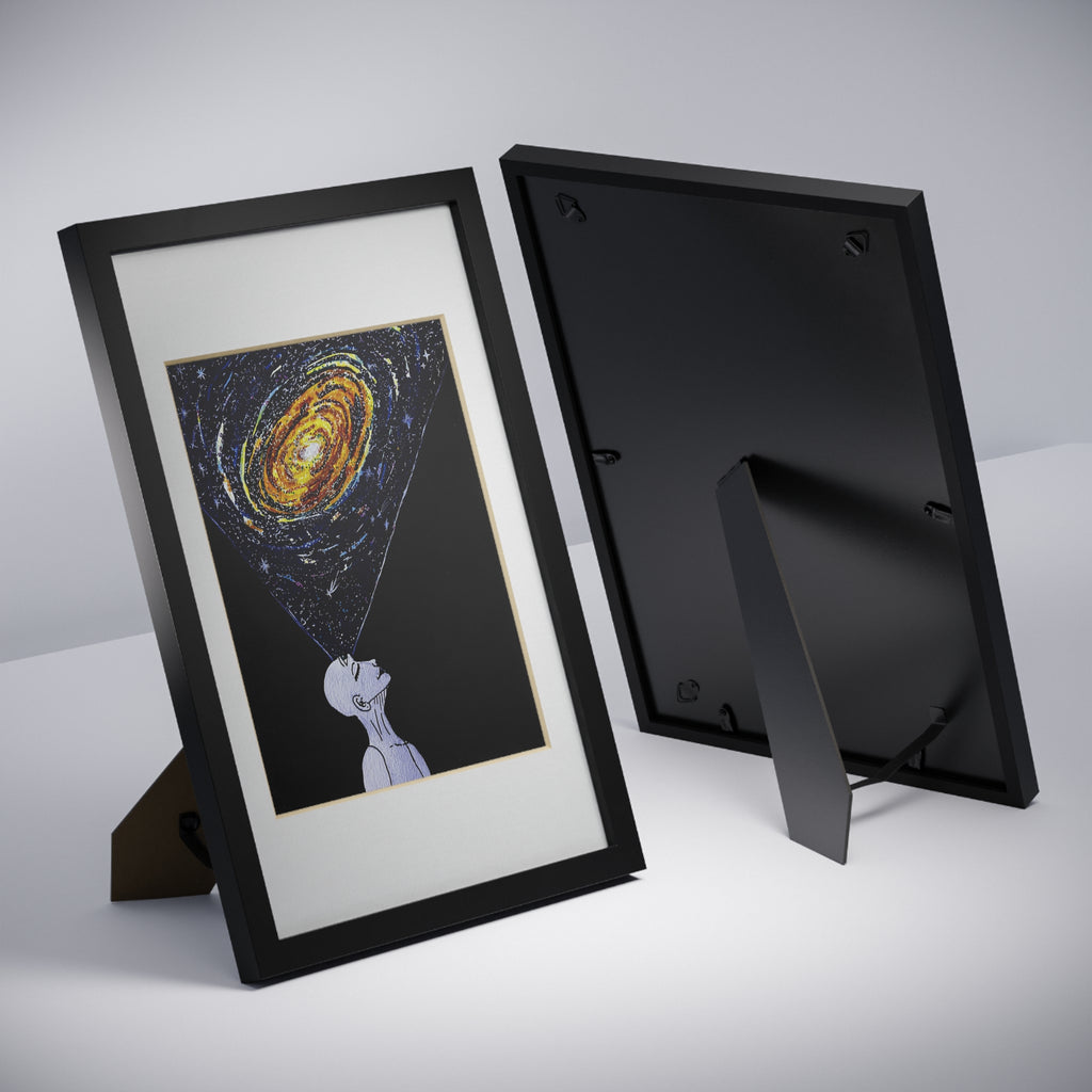 Framed Art Poster — Cosmic Night Illustration in Black Frame