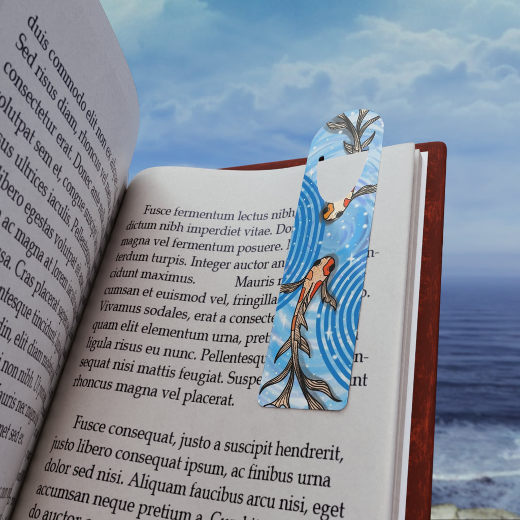 Koi Pond Metal Bookmark — Blue Water Fish Reading Marker