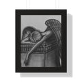 Framed Poster — Melancholic Sleeping Angel Charcoal Print