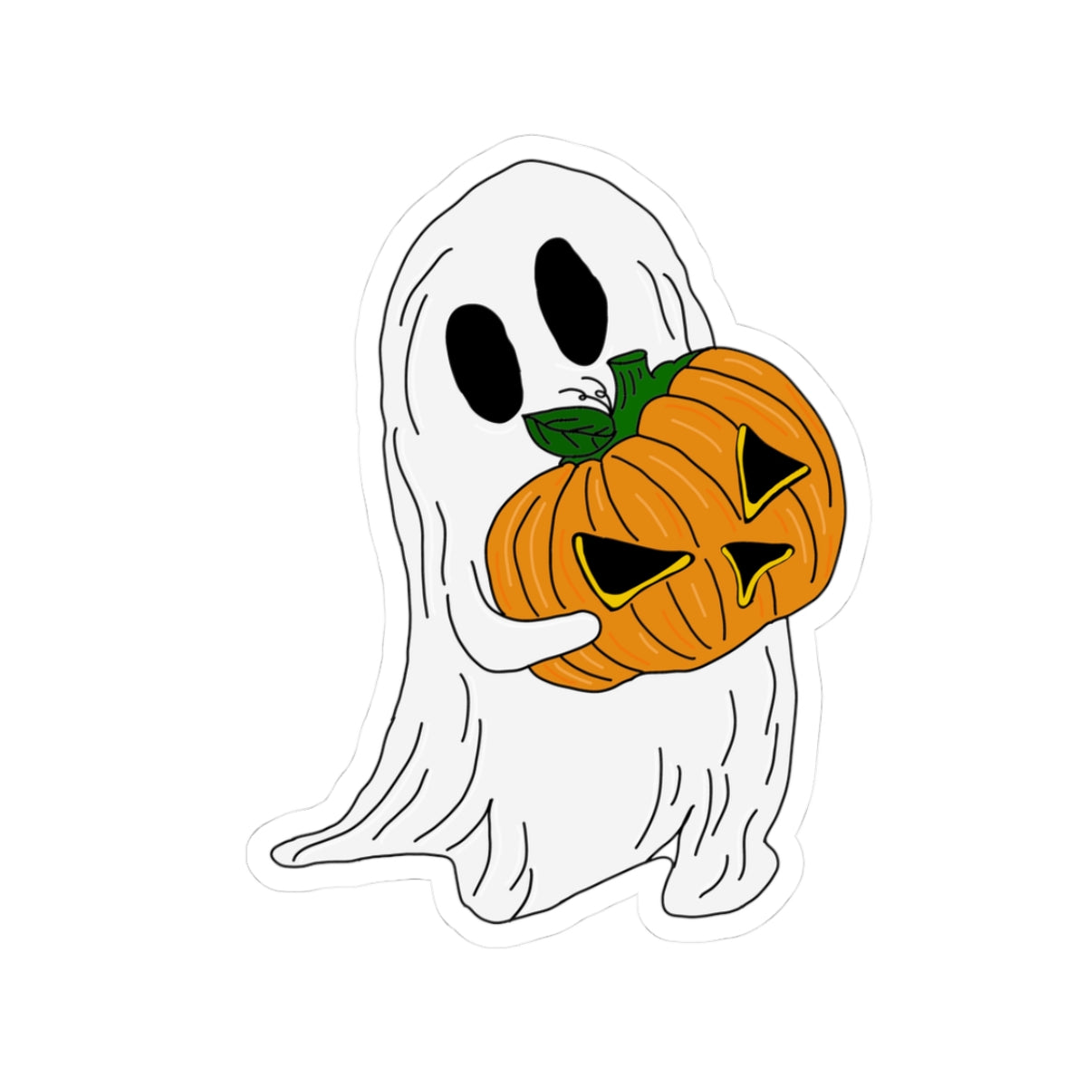 Cute Halloween Ghost Pumpkin Kiss-Cut Sticker