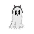 Cute Ghost Sticker — Cat-Ear Ghost Kiss-Cut Vinyl Sticker (Halloween, Laptop & Water Bottle Decal)