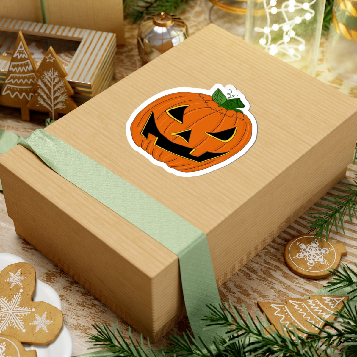 Spooky Jack-O'-Lantern Pumpkin Kiss-Cut Sticker