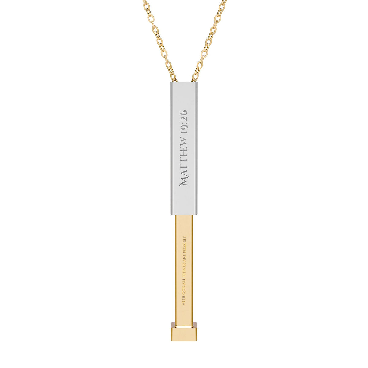 Matthew 19:26 Hidden Message Necklace — Engraved Jewelry