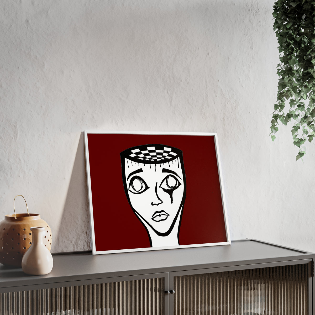 Framed Surreal Portrait Poster — Checkered Mind Art Print