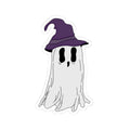 Cute Ghost Sticker — Witch Hat Halloween Kiss-Cut Decal for Laptops & Notebooks