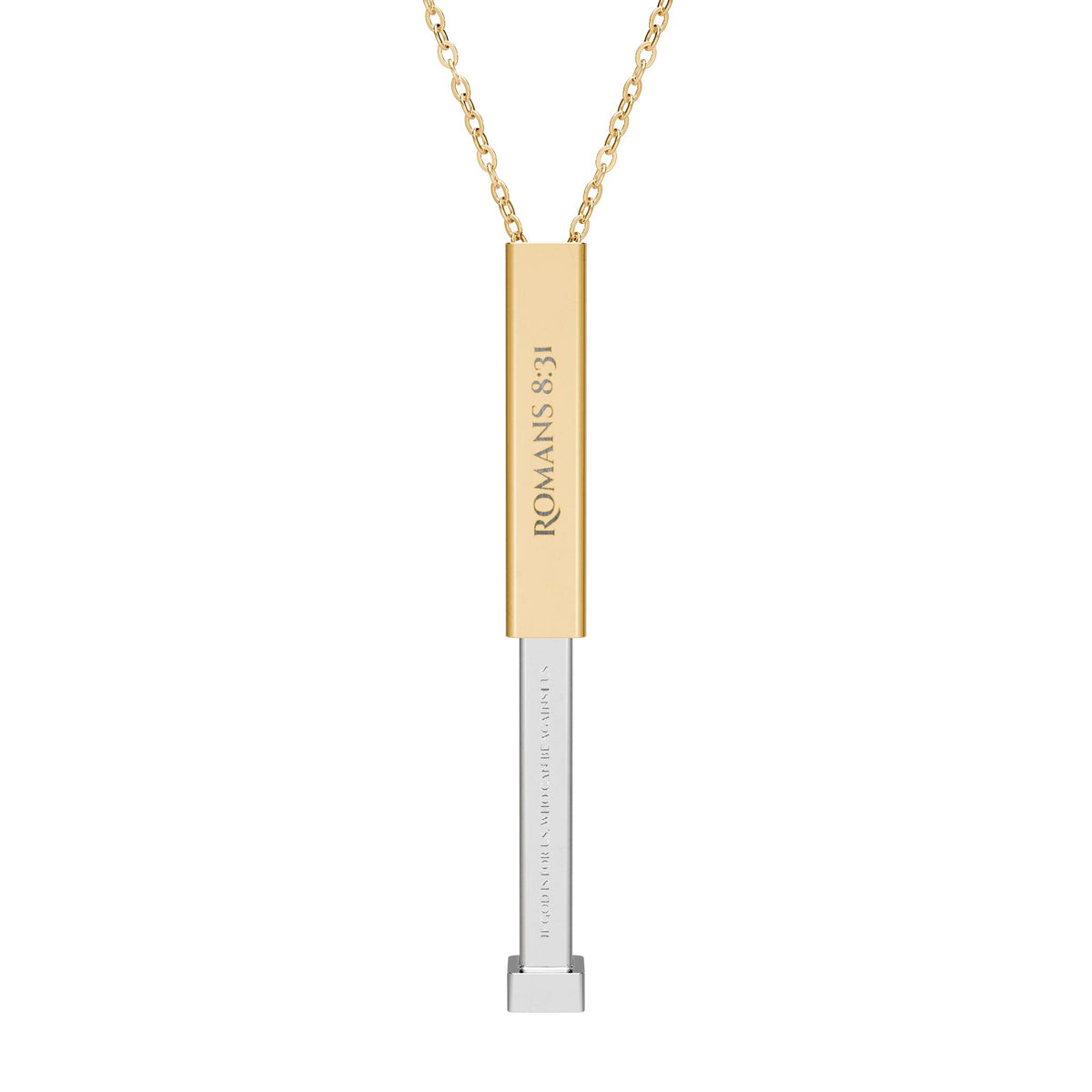 Romans 8:31 Hidden Message Necklace – Engraved Jewelry