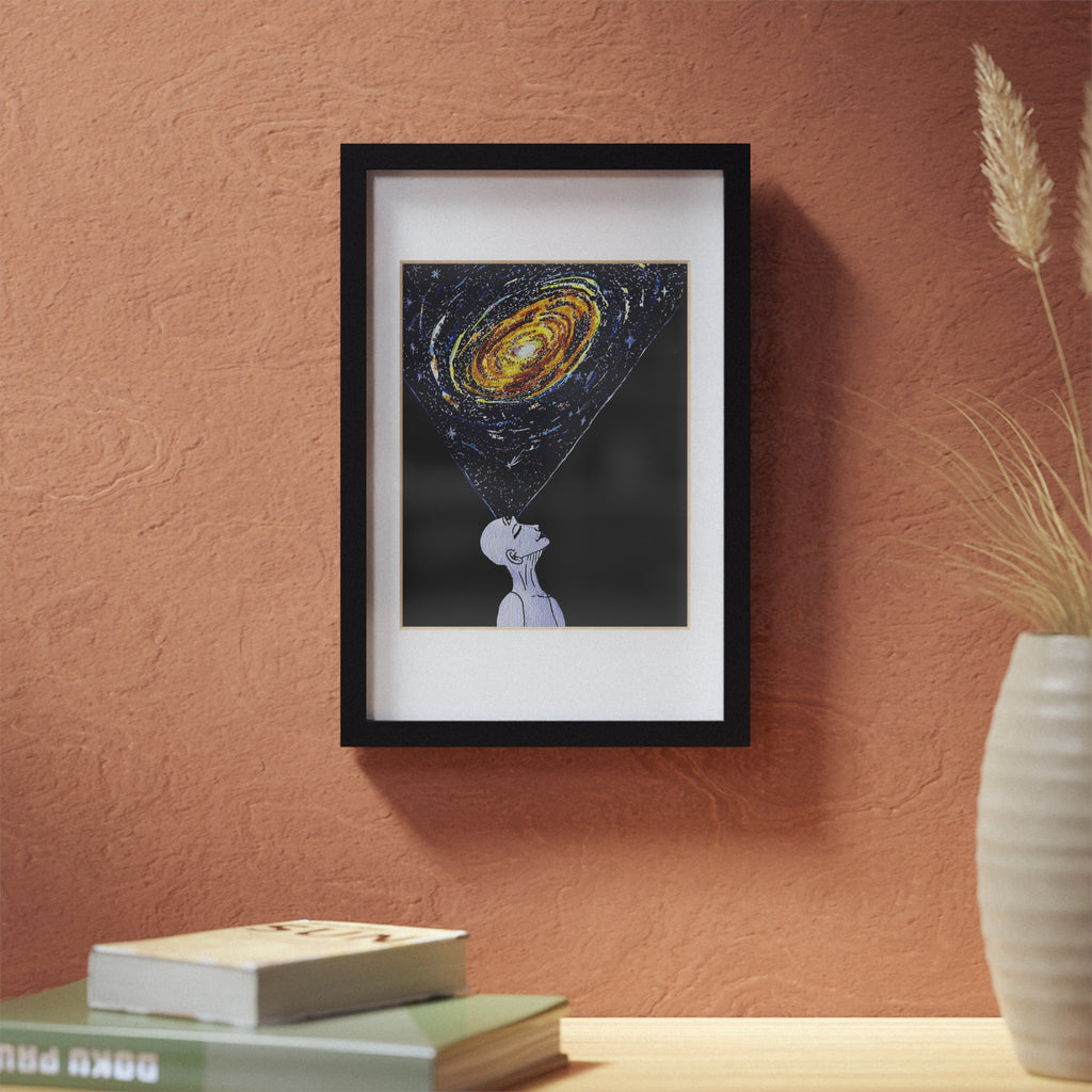 Framed Art Poster — Cosmic Night Illustration in Black Frame