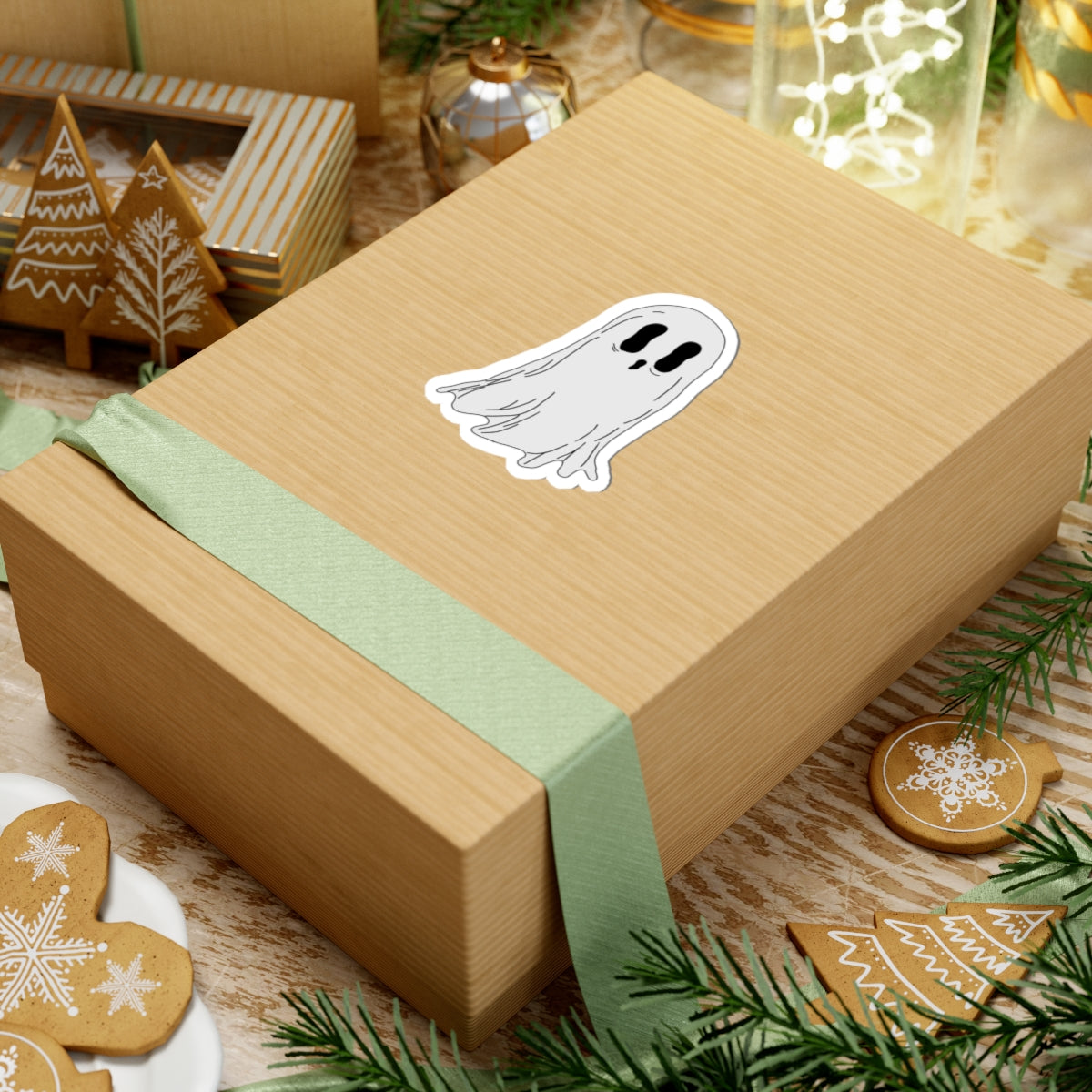 Cute Ghost Sticker — Halloween Kiss-Cut Vinyl Decal