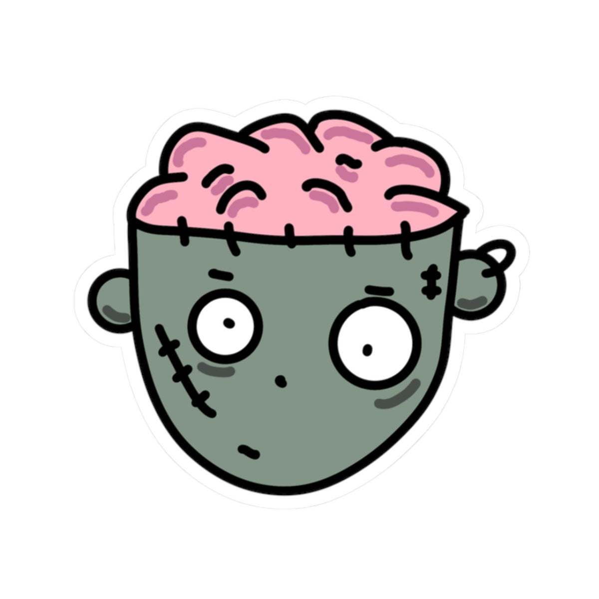Zombie Brain Sticker — Cute Halloween Kiss-Cut Decal for Laptops & Skateboards