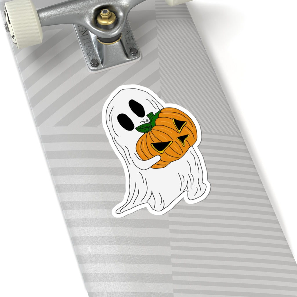 Cute Halloween Ghost Pumpkin Kiss-Cut Sticker