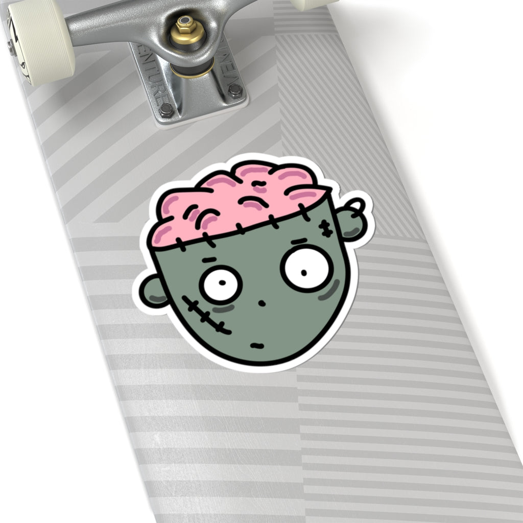 Zombie Brain Sticker — Cute Halloween Kiss-Cut Decal for Laptops & Skateboards